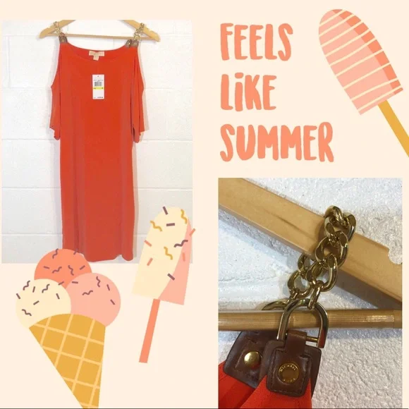 Michael Kors Orange Cold Shoulder Dress. CL61 - Picture 2 of 8